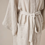 Load image into Gallery viewer, Luxuriously Woven Honeycomb Linen Bathrobe in Cappuccino Color
