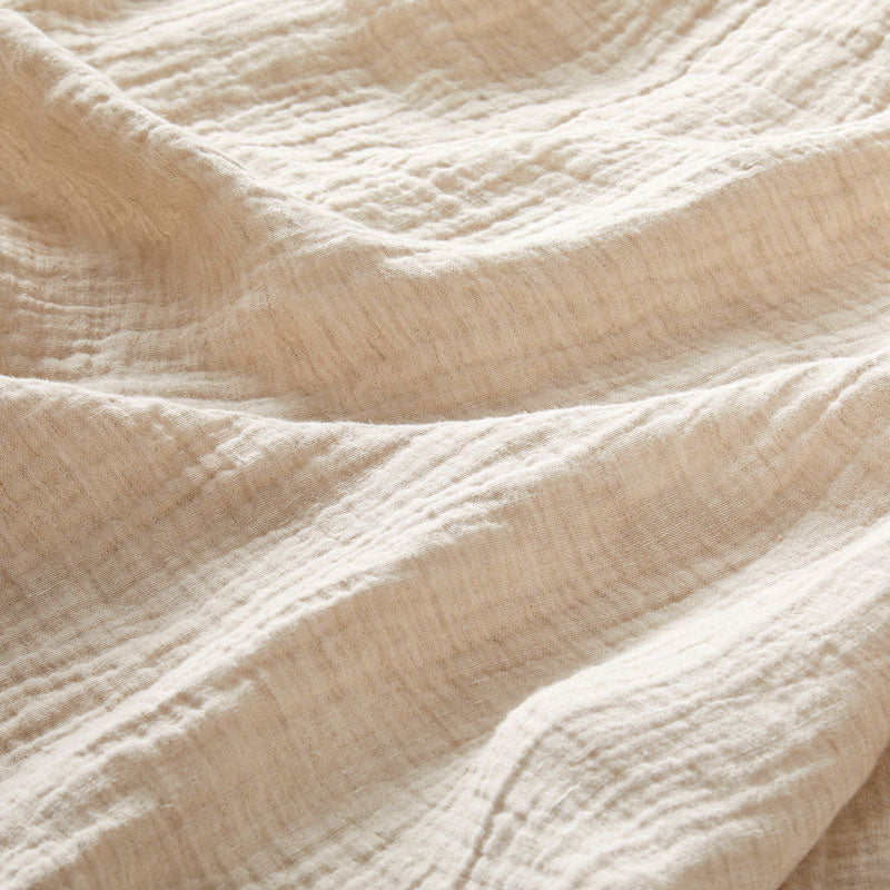 Soft Crinkled Linen Bed Cover the color of Oat