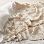 Load image into Gallery viewer, Soft Crinkled Linen Bed Cover the color of Oat
