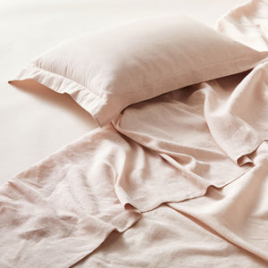 Pure Linen Single Bed Sheet Set in Cameo color