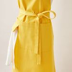 Load image into Gallery viewer, Cotton Apron in Sunflower Yellow Color with Handmade Decorative Stitching
