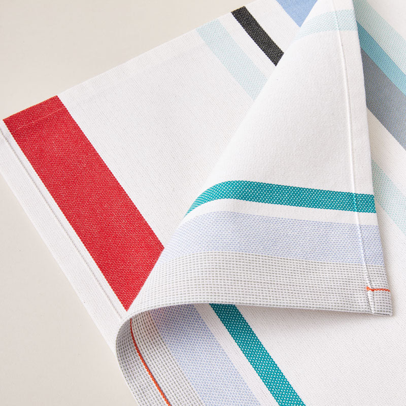 Striped Placemat in White and Aquamarine color scheme, 2-piece sets