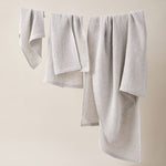 Load image into Gallery viewer, Honeycombed Textured Linen Bath Towel in Stone color
