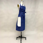 Carica l&#39;immagine nel visualizzatore di Gallery, Cotton Apron in Dark Blue Color with Handmade Decorative Stitching
