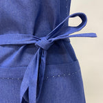 Carica l&#39;immagine nel visualizzatore di Gallery, Cotton Apron in Dark Blue Color with Handmade Decorative Stitching
