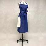 Carica l&#39;immagine nel visualizzatore di Gallery, Cotton Apron in Dark Blue Color with Handmade Decorative Stitching
