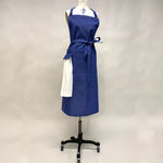 Load image into Gallery viewer, Cotton Apron in Dark Blue Color with Handmade Decorative Stitching
