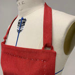 Load image into Gallery viewer, Cotton Apron in Red Color with Handmade Decorative Stitching

