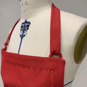 Cotton Apron in Red Color with Handmade Decorative Stitching