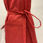Carica l&#39;immagine nel visualizzatore di Gallery, Cotton Apron in Red Color with Handmade Decorative Stitching
