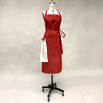 Load image into Gallery viewer, Cotton Apron in Red Color with Handmade Decorative Stitching
