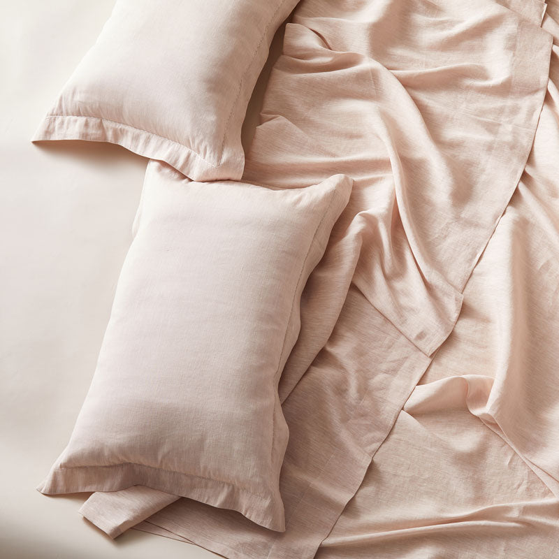 Pure Linen Double Bed Sheet Set in Cameo color