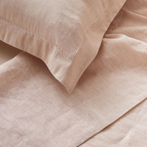 Pure Linen Double Bed Sheet Set in Cameo color