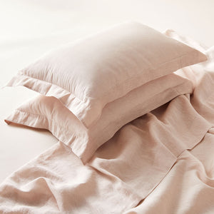 Pure Linen Double Bed Sheet Set in Cameo color