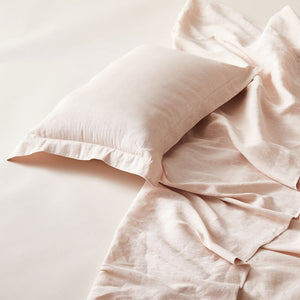 Pure Linen Single Bed Sheet Set in Cameo color