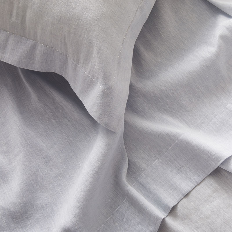Pure Linen Single Bed Sheet Set in Powder Blue color