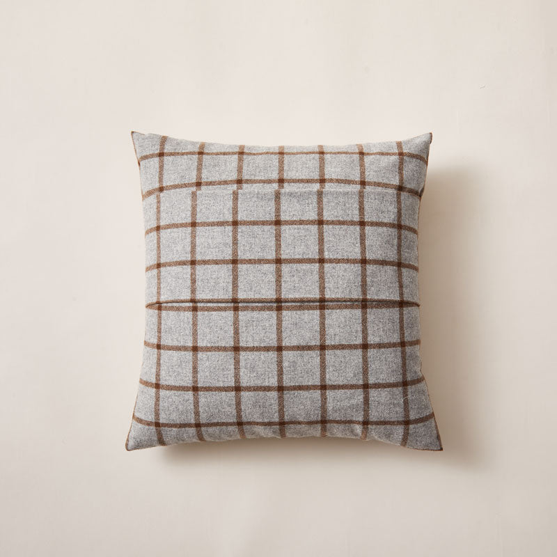 Modern yet Classic Cashmere Cushion in Grey and Brown Checked