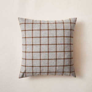 Modern yet Classic Cashmere Cushion in Grey and Brown Checked