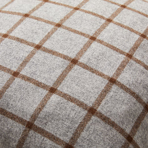 Modern yet Classic Cashmere Cushion in Grey and Brown Checked