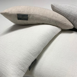 Fresh Linen Cushion Woven in a Honeycomb Texture the color of fresh Milk poured into your favorite coffee