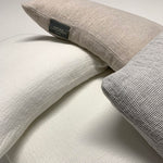 Carica l&#39;immagine nel visualizzatore di Gallery, Fresh Linen Cushion Woven in a Honeycomb Texture the color of fresh Milk poured into your favorite coffee
