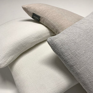 Fresh Linen Cushion Woven in a Honeycomb Texture the color of fresh Milk poured into your favorite coffee