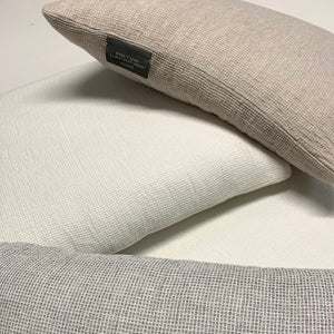 Fresh Linen Cushion Woven in a Honeycomb Texture the color of fresh Milk poured into your favorite coffee