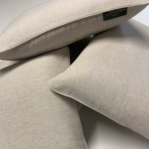 Fresh Linen Cushion Woven in Oat color finished with Coordinated Piping