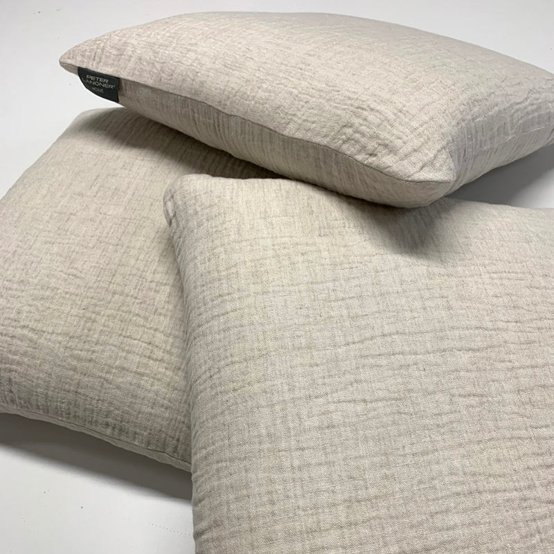 Soft Crinkled Linen Cushion in Oat color