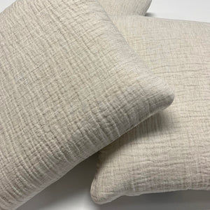 Soft Crinkled Linen Cushion in Oat color