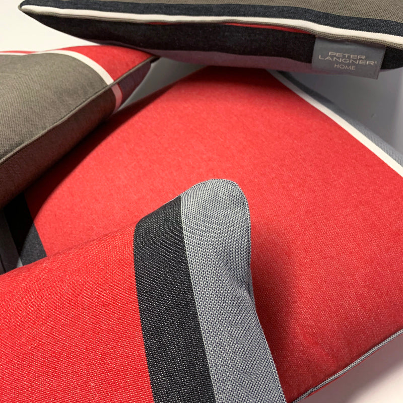 Lively Striped Cushion in pure Cotton finished with Coordinated Color Piping, 19.7"x19.7"