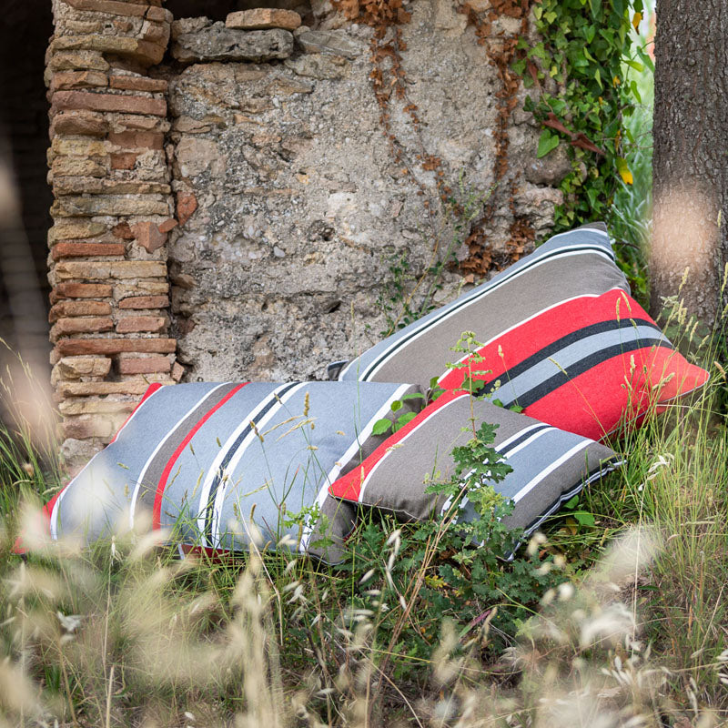 Lively Striped Cushion in pure Cotton finished with Coordinated Color Piping, 19.7"x19.7"