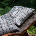Load image into Gallery viewer, Modern yet Classic Cashmere Cushion in Grey and Brown Checked
