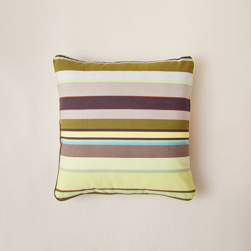 Lively Striped Cushion in a Technically Advanced Fabric finished with Coordinated Color Piping, 19.7"x19.7"