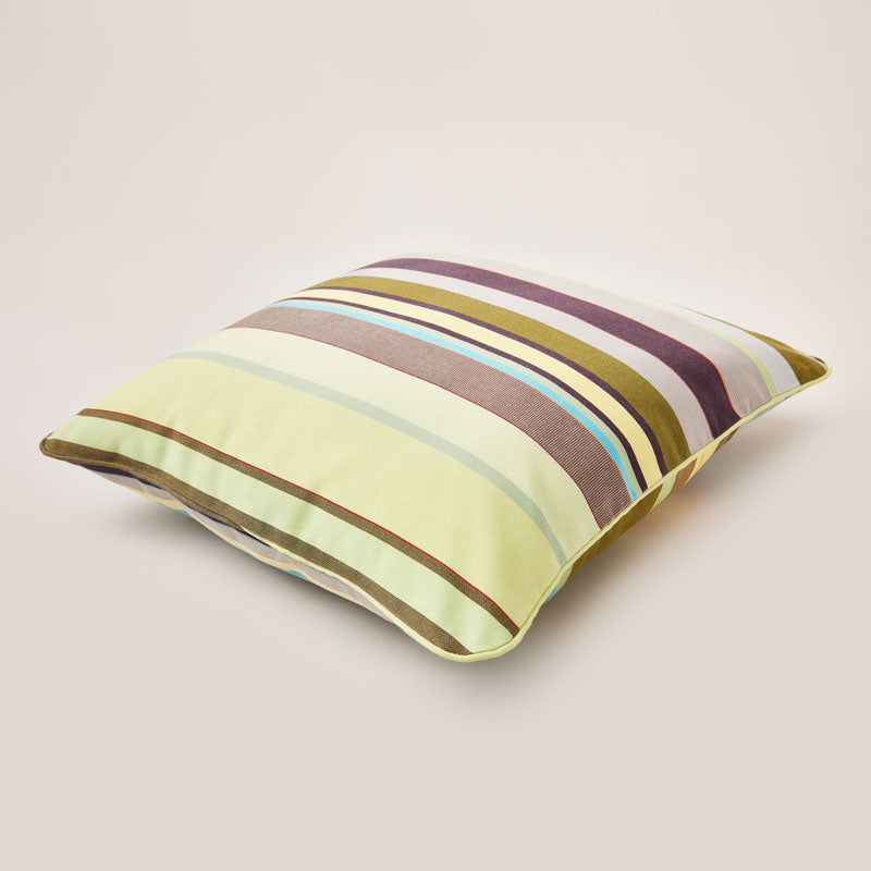 Lively Striped Cushion in a Technically Advanced Fabric finished with Coordinated Color Piping, 19.7"x19.7"