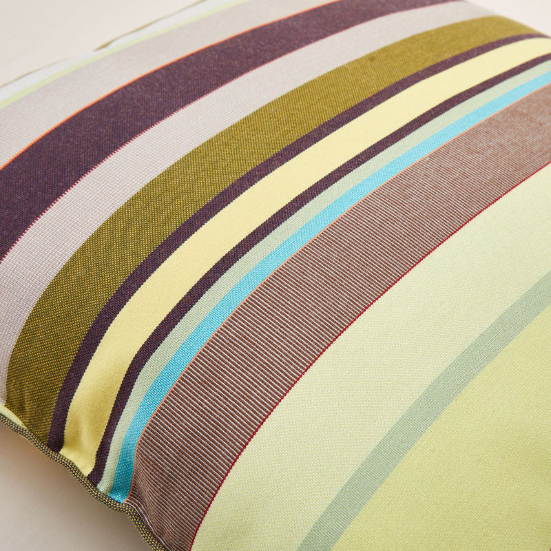 Lively Striped Cushion in a Technically Advanced Fabric finished with Coordinated Color Piping, 19.7"x19.7"