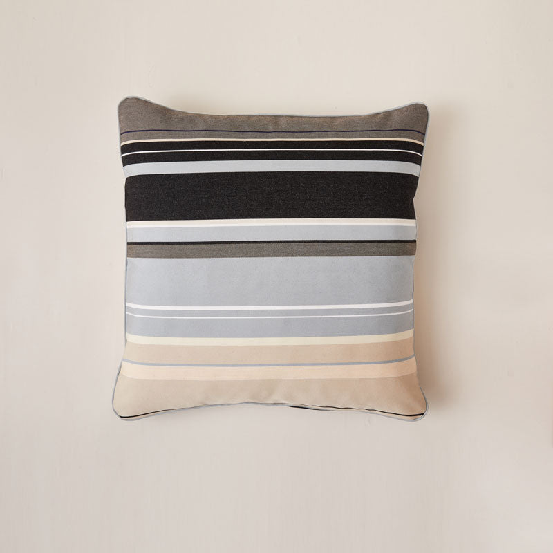 Lively Striped Cushion in a Technically Advanced Fabric finished with Coordinated Color Piping, 19.7"x19.7"