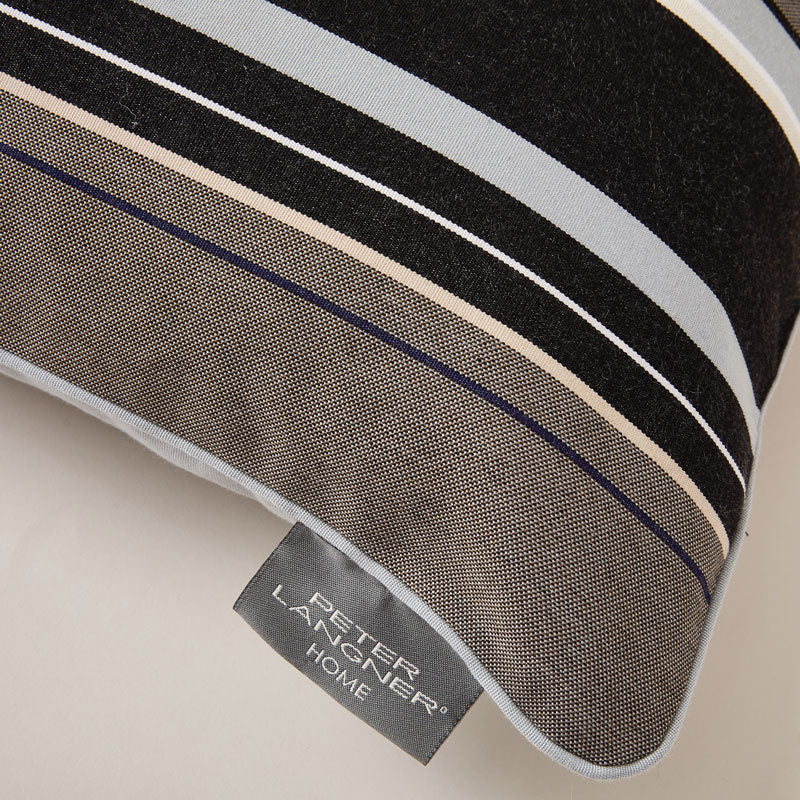 Lively Striped Cushion in a Technically Advanced Fabric finished with Coordinated Color Piping, 19.7"x19.7"