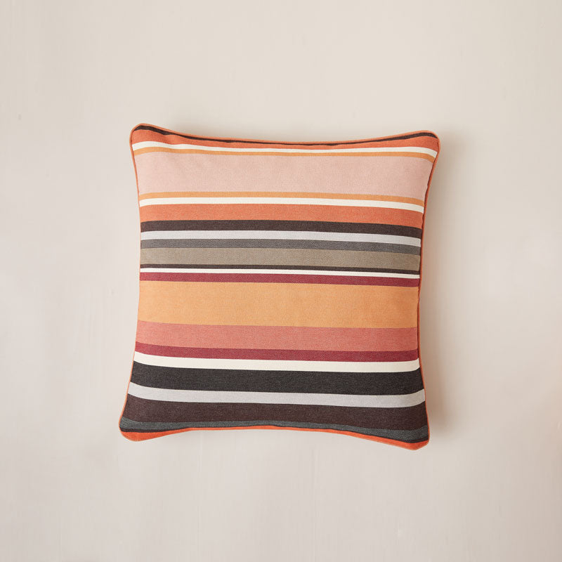 Lively Striped Cushion in pure Cotton finished with Coordinated Color Piping, 19.7"x19.7"