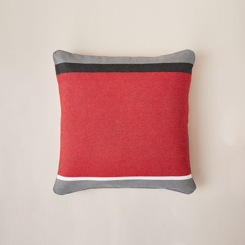 Lively Striped Cushion in pure Cotton finished with Coordinated Color Piping, 19.7"x19.7"