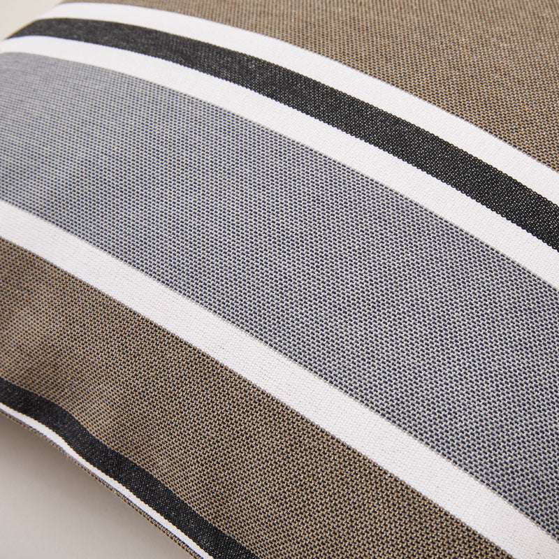 Lively Striped Cushion in pure Cotton finished with Coordinated Color Piping, 19.7"x19.7"