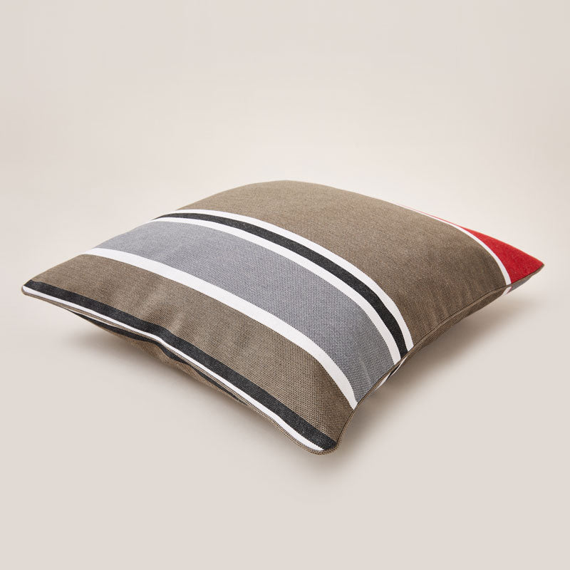 Lively Striped Cushion in pure Cotton finished with Coordinated Color Piping, 19.7"x19.7"