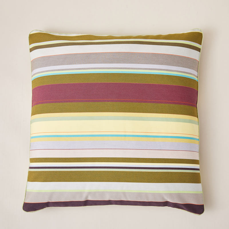 Lively Striped Cushion in a Technically Advanced Fabric finished with Coordinated Color Piping, 31.5"x31.5"