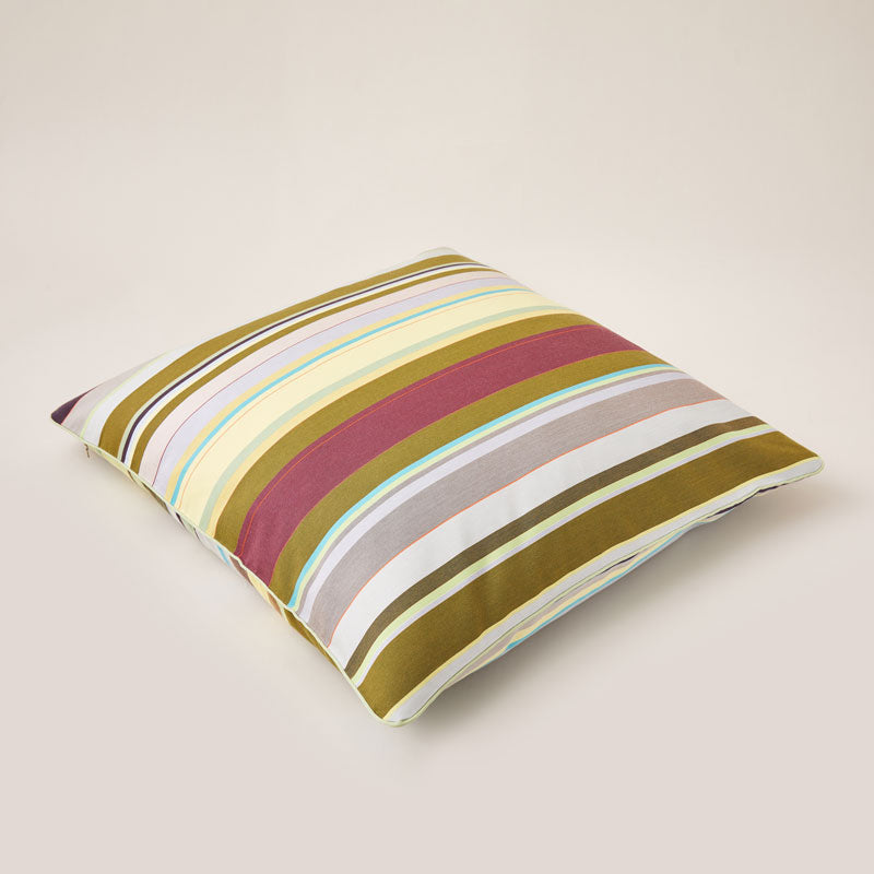 Lively Striped Cushion in a Technically Advanced Fabric finished with Coordinated Color Piping, 31.5"x31.5"