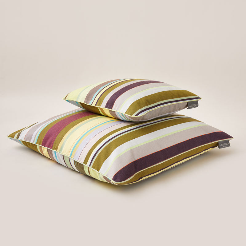 Lively Striped Cushion in a Technically Advanced Fabric finished with Coordinated Color Piping, 31.5"x31.5"