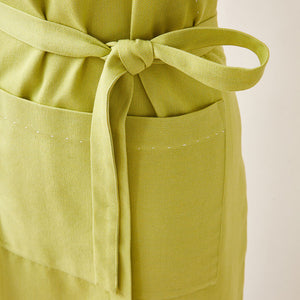 Cotton Apron in Lime Green Color with Handmade Decorative Stitching