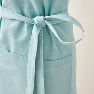 Cotton Apron in Tiffany Blue Color with Handmade Decorative Stitching