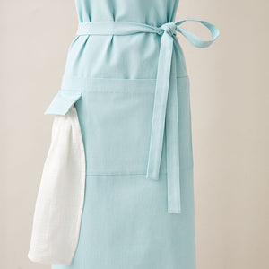 Cotton Apron in Tiffany Blue Color with Handmade Decorative Stitching