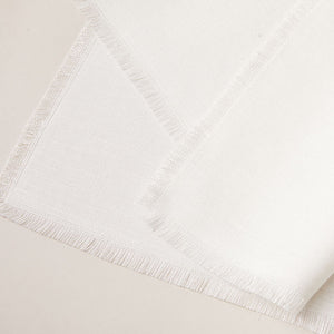 Runner of Pure Hemp with Frayed Edge in creamy Latte