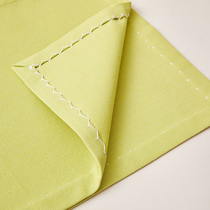 Cotton Placemat with Ribbon Hand Embroidery in Lime Green color - 2-piece sets